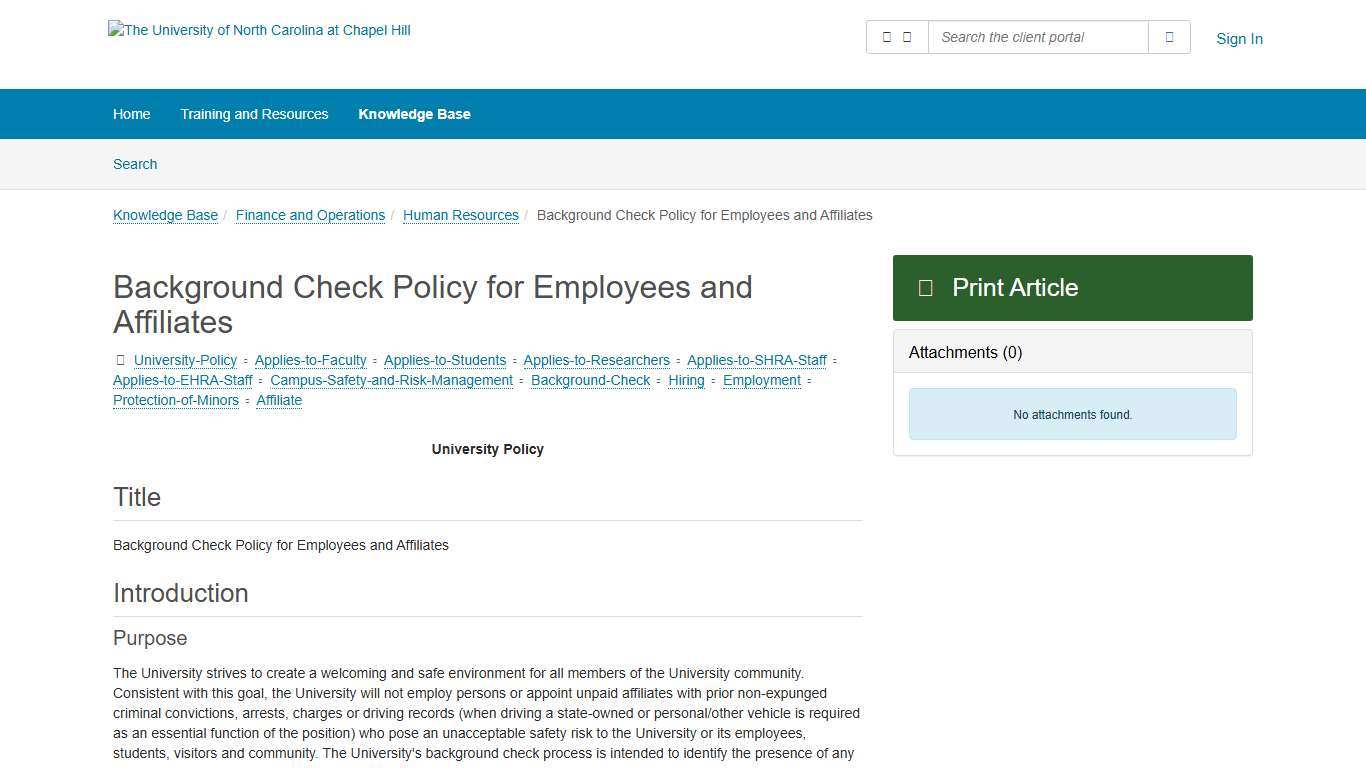 Article - Background Check Policy for...